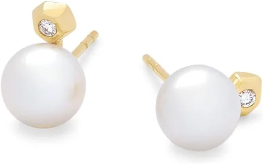image:imageKendra Scott Cathleen Large Stud Earring 14k Yellow Gold Pearl