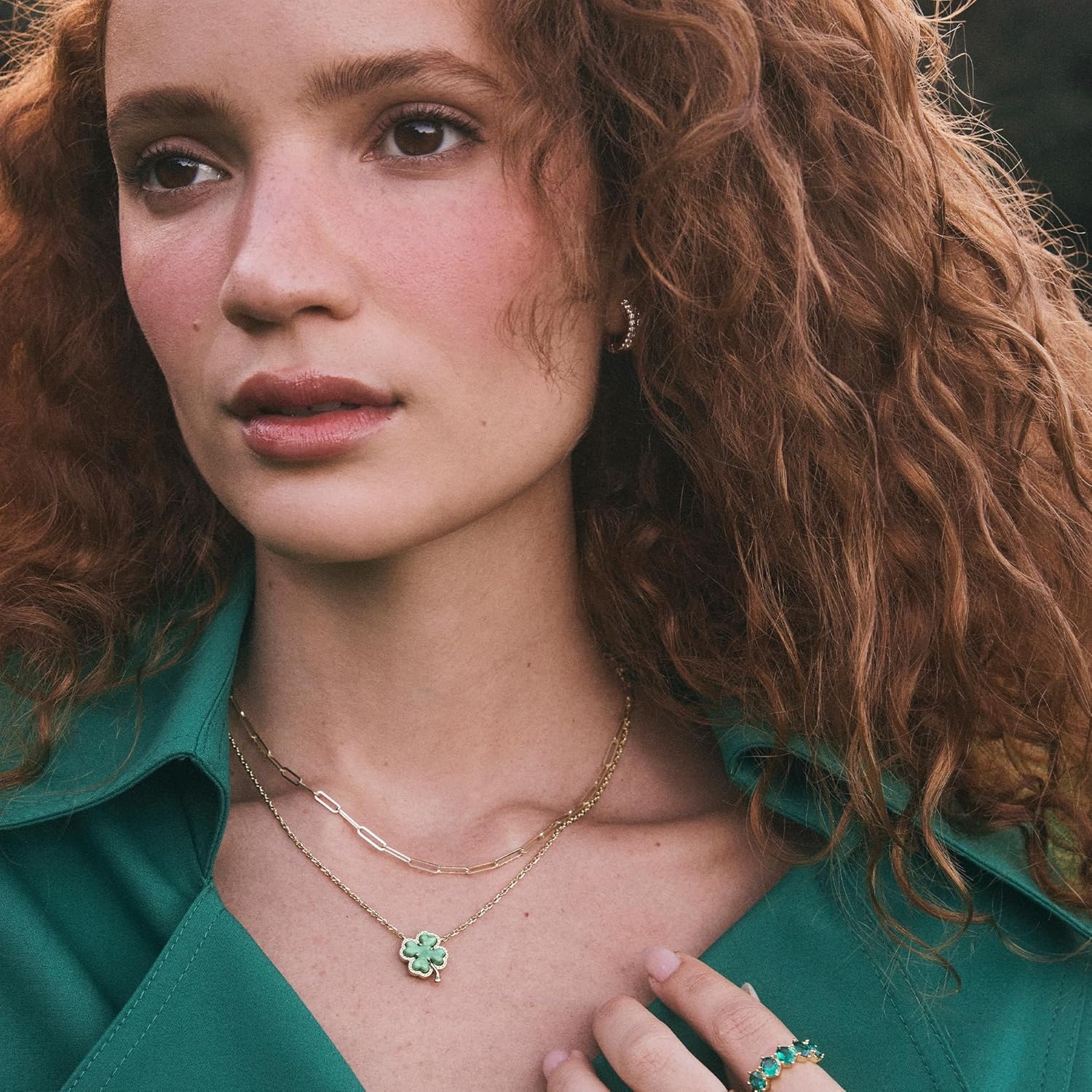 image:imageKendra Scott Clover Short Pendant Necklace in Lime Green Magnesite 14k GoldPlated Brass Fashion Jewelry for Women