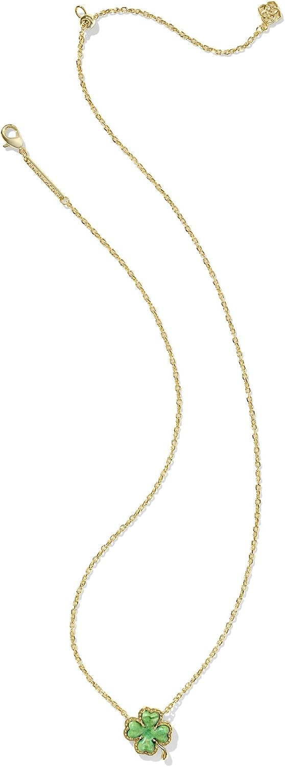 image:imageKendra Scott Clover Short Pendant Necklace in Lime Green Magnesite 14k GoldPlated Brass Fashion Jewelry for Women