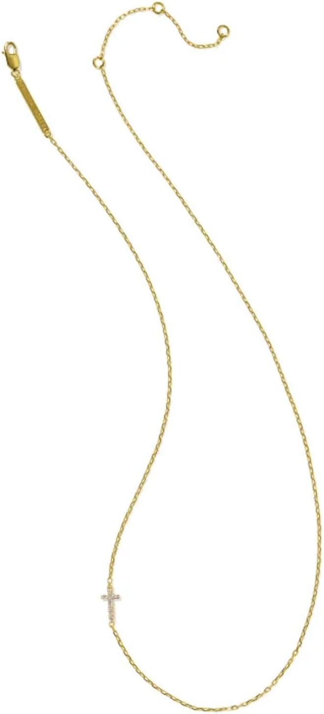 image:imageKendra Scott Cross Inline Pave Necklace 18k Gold Vermeil DemiFine Jewelry for Women White Topaz