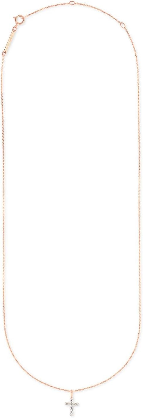 image:imageKendra Scott Cross Necklace in 14k Rose Gold Fine Jewelry for Women White Diamond
