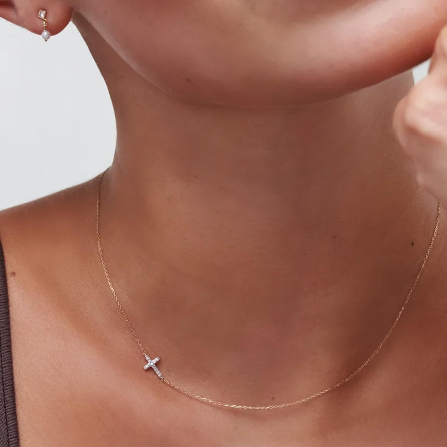 image:imageKendra Scott Cross Strand Necklace 18k Yellow Gold White Diamond