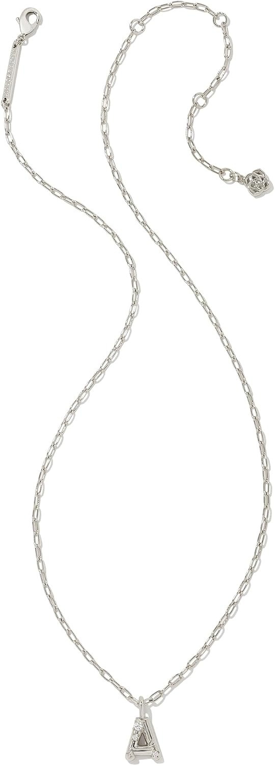 image:imageKendra Scott Crystal Letter Short Pendant Necklace Fashion Jewelry for WomenLetter A RHODIUMPLATED