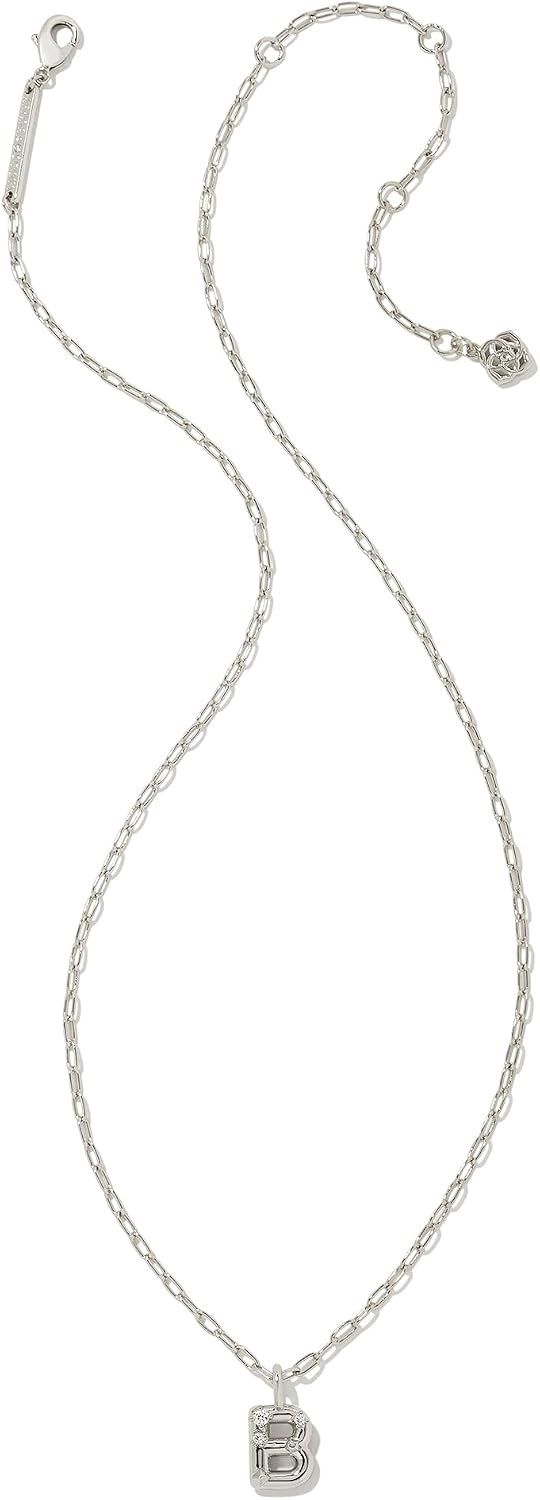 image:imageKendra Scott Crystal Letter Short Pendant Necklace Fashion Jewelry for WomenLetter B RHODIUMPLATED
