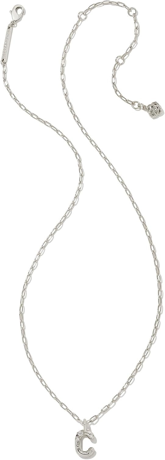 image:imageKendra Scott Crystal Letter Short Pendant Necklace Fashion Jewelry for WomenLetter C RHODIUMPLATED