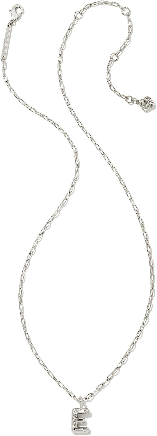 image:imageKendra Scott Crystal Letter Short Pendant Necklace Fashion Jewelry for WomenLetter E RHODIUMPLATED