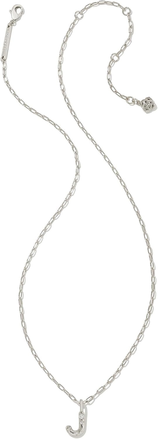 image:imageKendra Scott Crystal Letter Short Pendant Necklace Fashion Jewelry for WomenLetter J RHODIUMPLATED