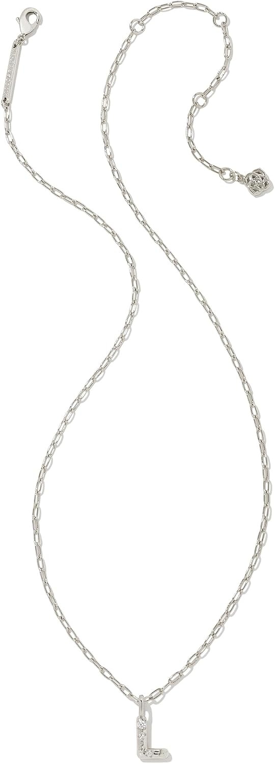 image:imageKendra Scott Crystal Letter Short Pendant Necklace Fashion Jewelry for WomenLetter L RHODIUMPLATED