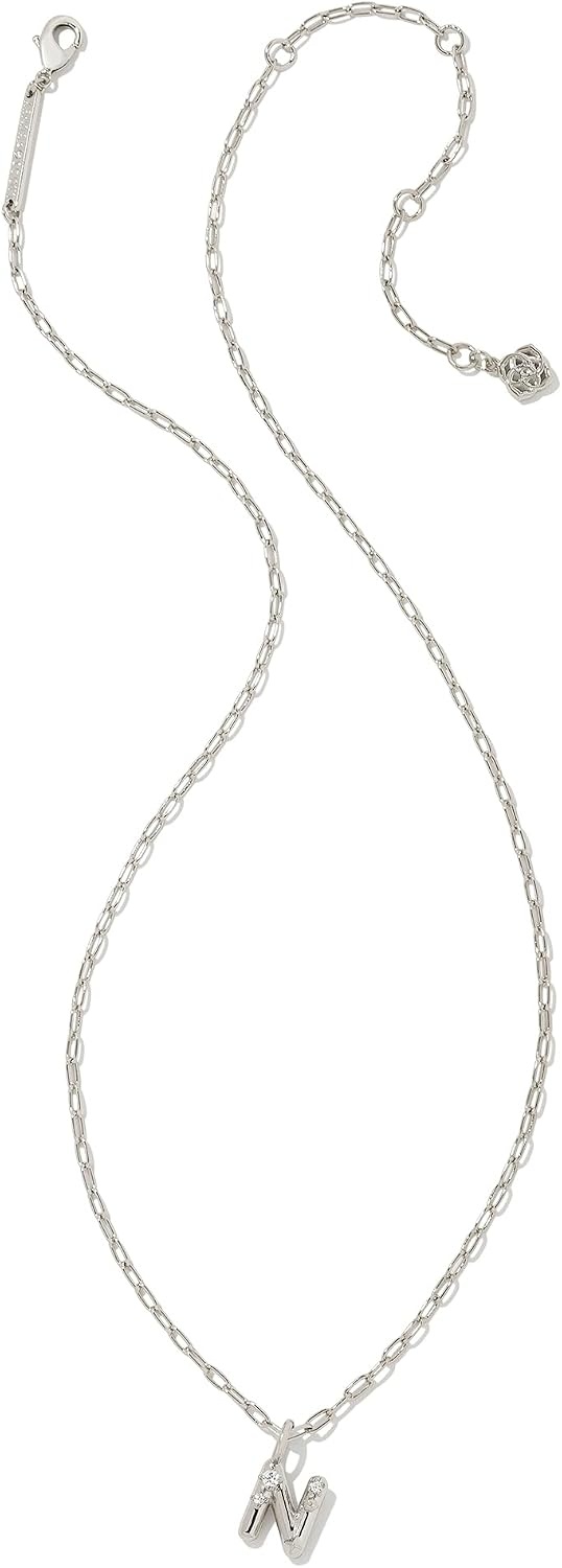 image:imageKendra Scott Crystal Letter Short Pendant Necklace Fashion Jewelry for WomenLetter N RHODIUMPLATED