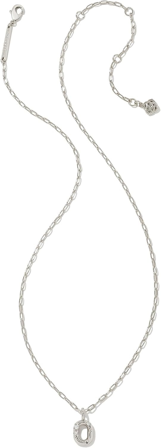 image:imageKendra Scott Crystal Letter Short Pendant Necklace Fashion Jewelry for WomenLetter O RHODIUMPLATED