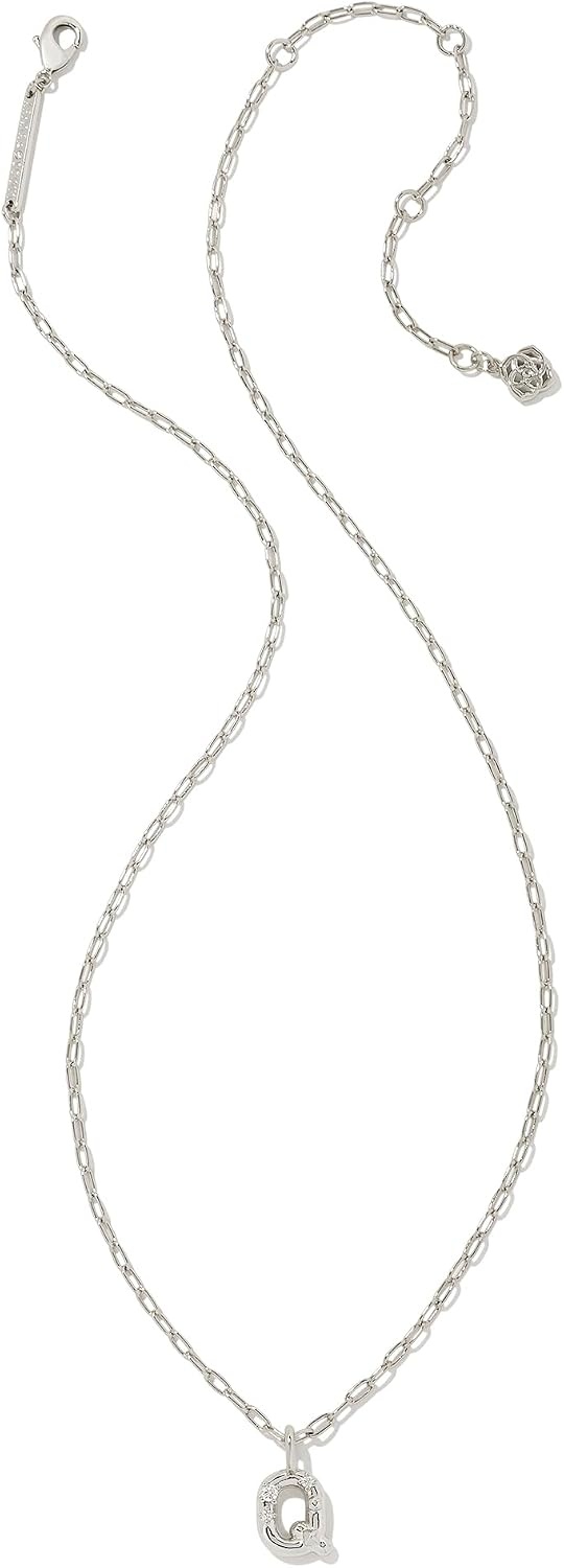 image:imageKendra Scott Crystal Letter Short Pendant Necklace Fashion Jewelry for WomenLetter Q RHODIUMPLATED