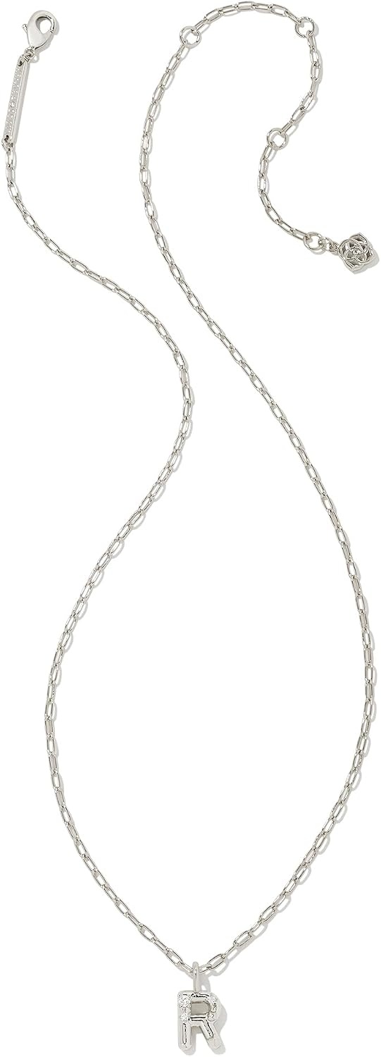 image:imageKendra Scott Crystal Letter Short Pendant Necklace Fashion Jewelry for WomenLetter R RHODIUMPLATED