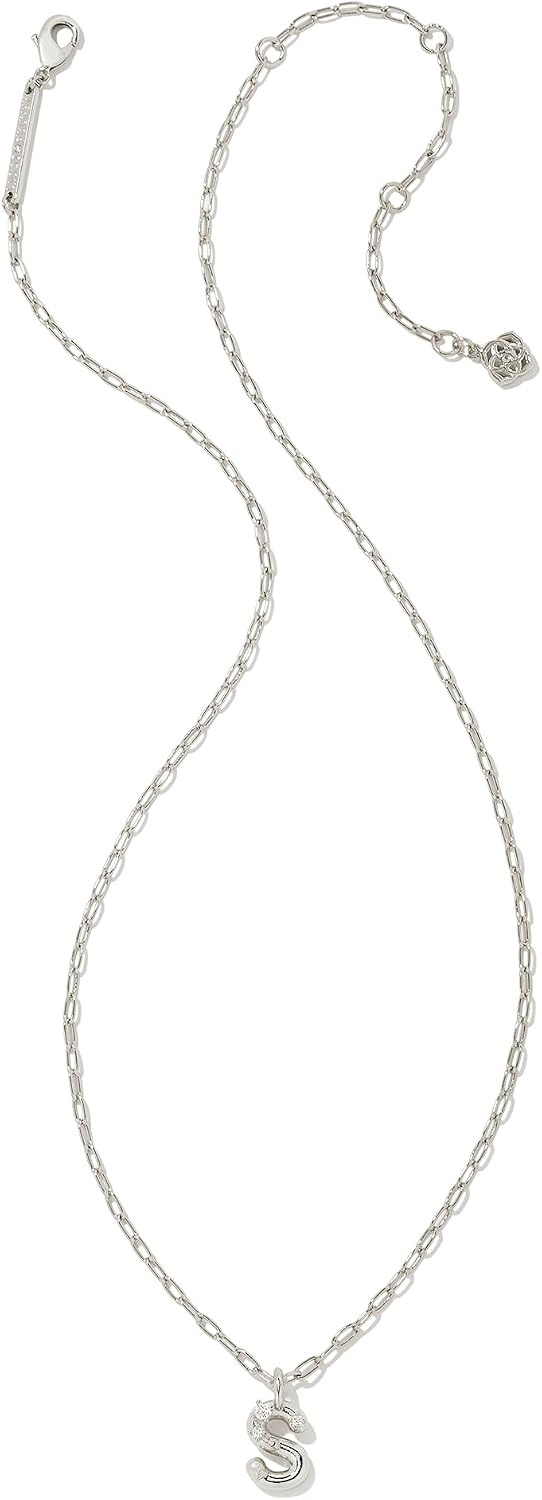 image:imageKendra Scott Crystal Letter Short Pendant Necklace Fashion Jewelry for WomenLetter S RHODIUMPLATED