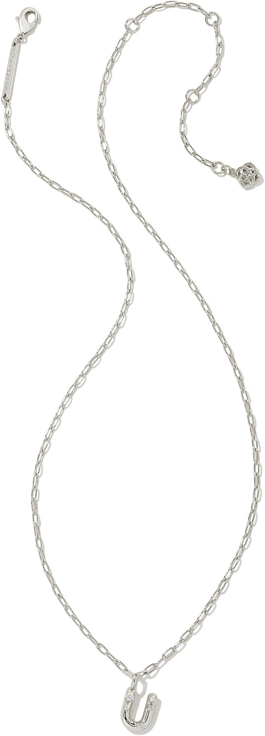 image:imageKendra Scott Crystal Letter Short Pendant Necklace Fashion Jewelry for WomenLetter U RHODIUMPLATED