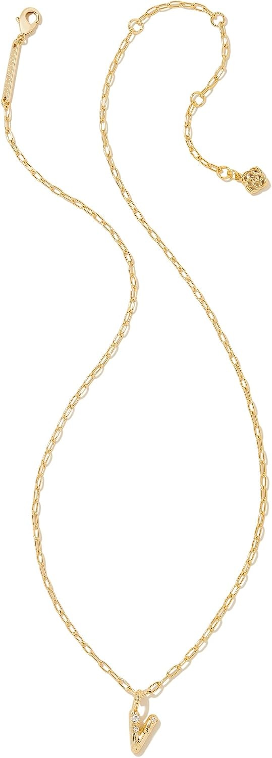 image:imageKendra Scott Crystal Letter Short Pendant Necklace Fashion Jewelry for WomenLetter V GOLDPLATED