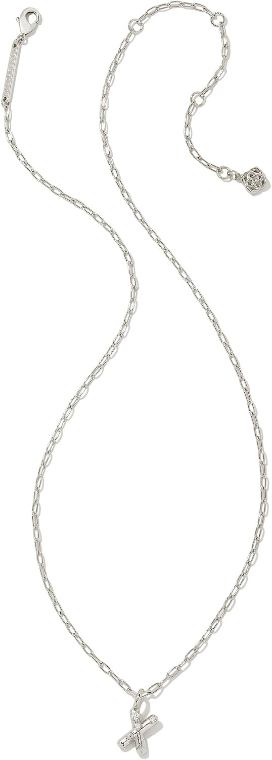 image:imageKendra Scott Crystal Letter Short Pendant Necklace Fashion Jewelry for WomenLetter X RHODIUMPLATED