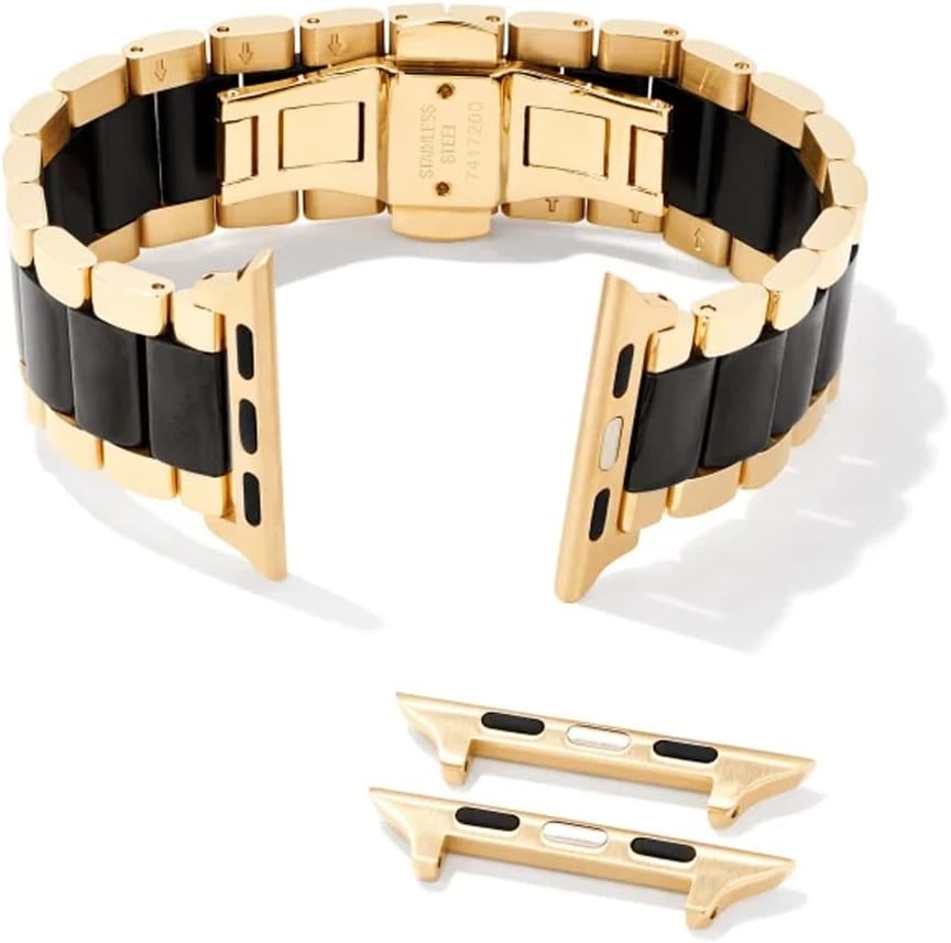 image:imageKendra Scott Dira 3 Link Watch Bands Compatible with Apple Watch and 20mm Samsung Galaxy WatchGold Black Tone