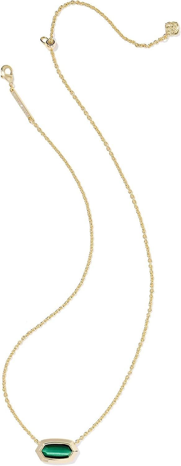 image:imageKendra Scott Elisa Bezel Short Pendant Necklace Fashion Jewelry for WomenGOLD GREEN TIGERS EYE