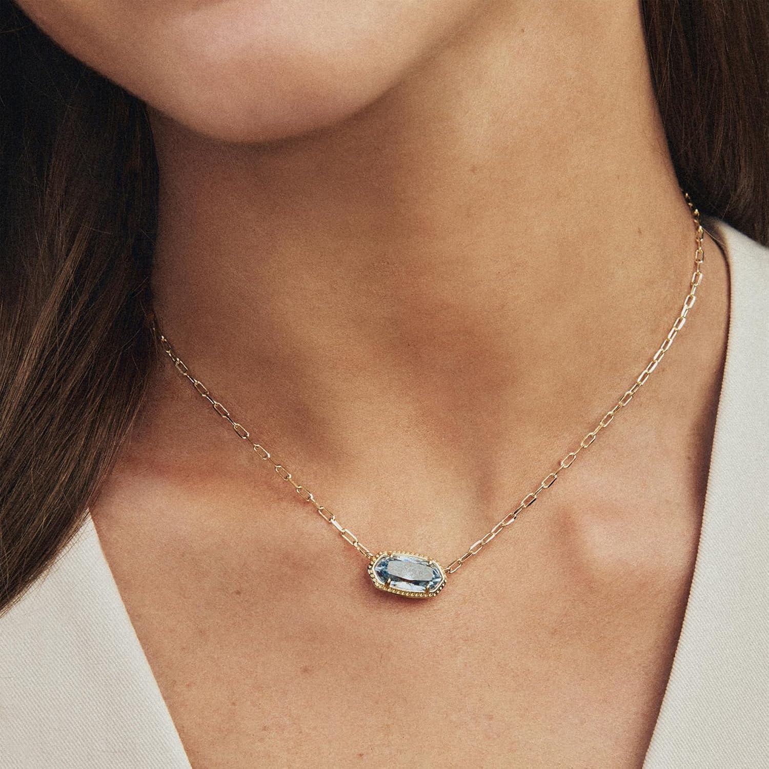image:imageKendra Scott Elisa Luxe Pendant Necklace Fashion Jewelry for WomenGOLDLIGHT BLUE CUBIC ZIRCONIA
