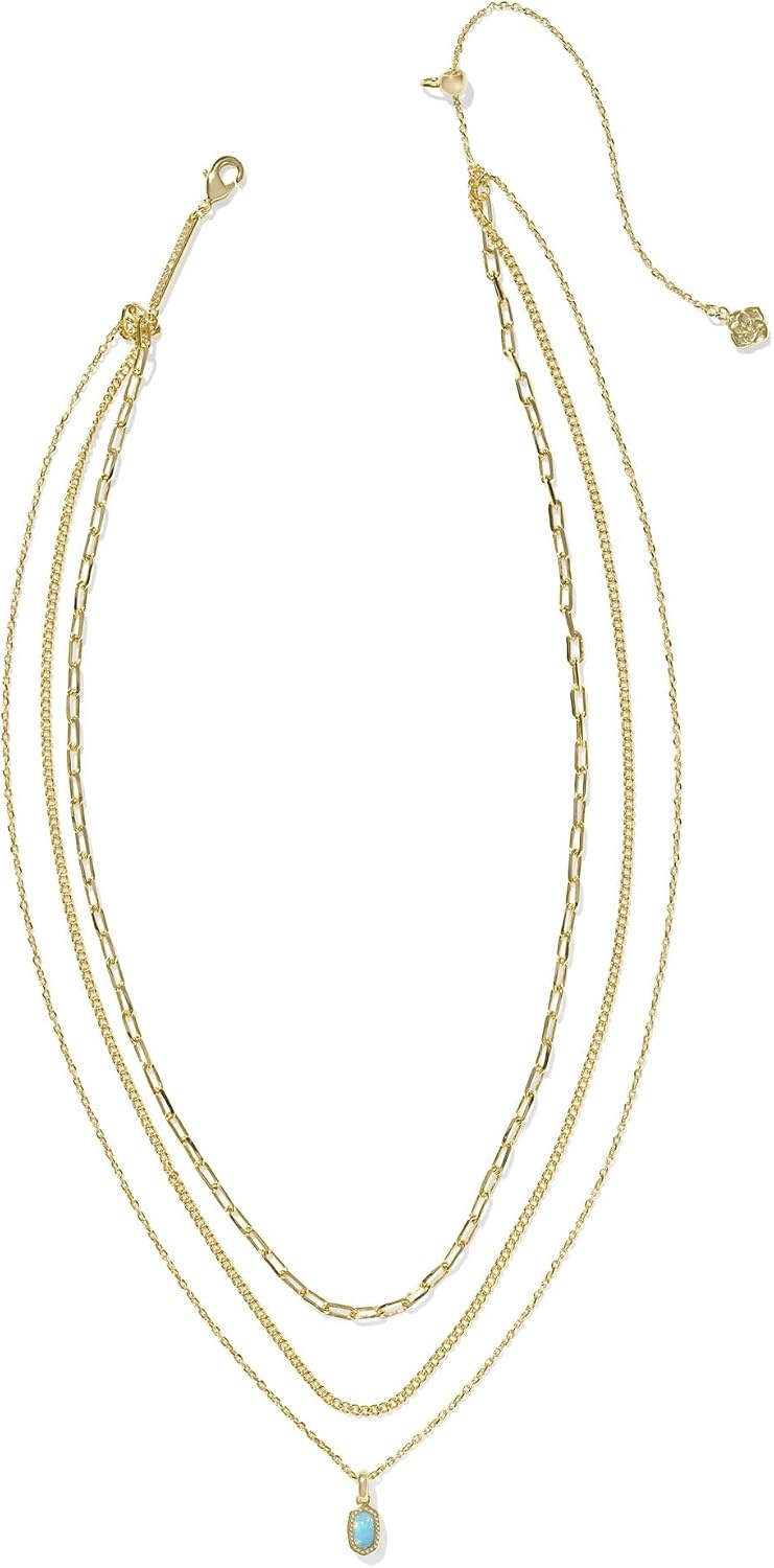 image:imageKendra Scott Elisa Triple Strand Necklace Fashion Jewelry for WomenLIGHT TEAL KYOCERA OPAL