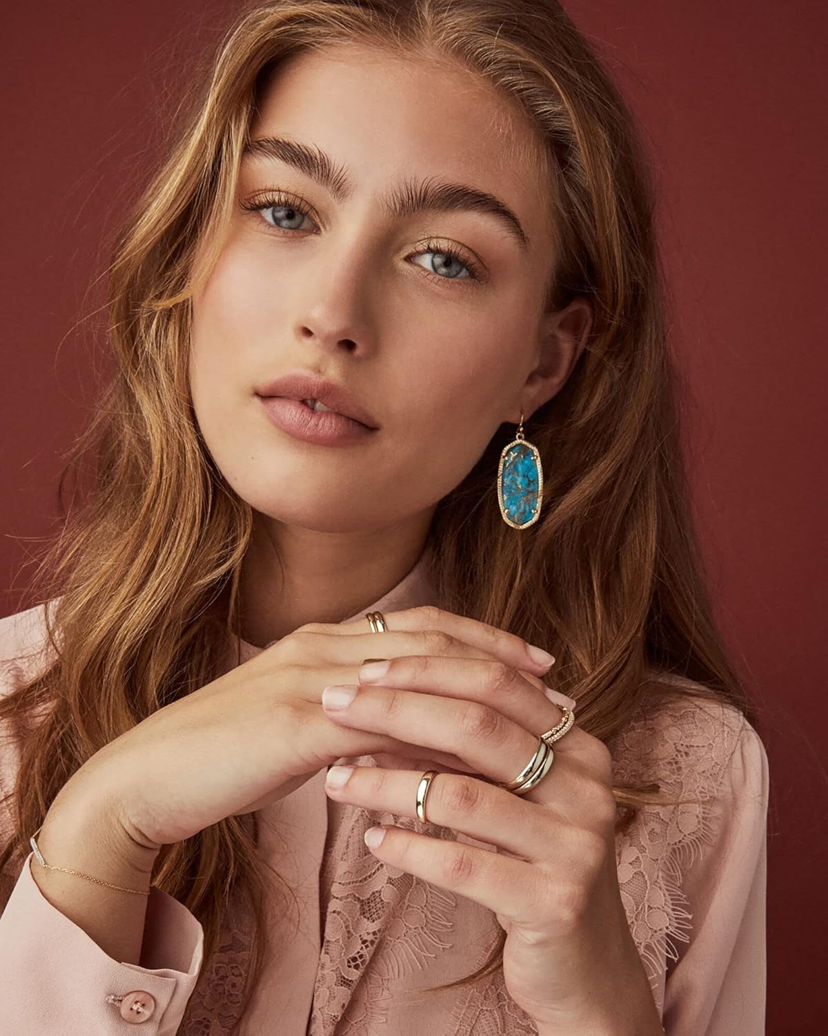 image:imageKendra Scott Elle Drop Earrings for WomenGOLD BLACK OPAQUE GLASS