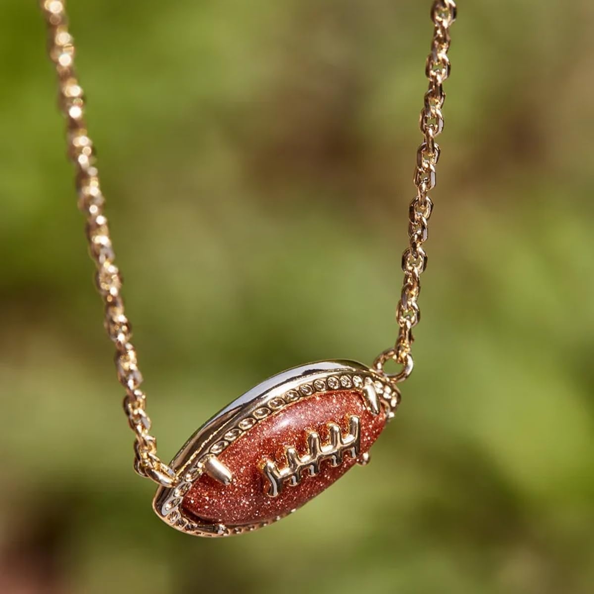 image:imageKendra Scott Football Short Pendant Necklace Fashion Jewelry for WomenGOLD ORANGE GOLDSTONE