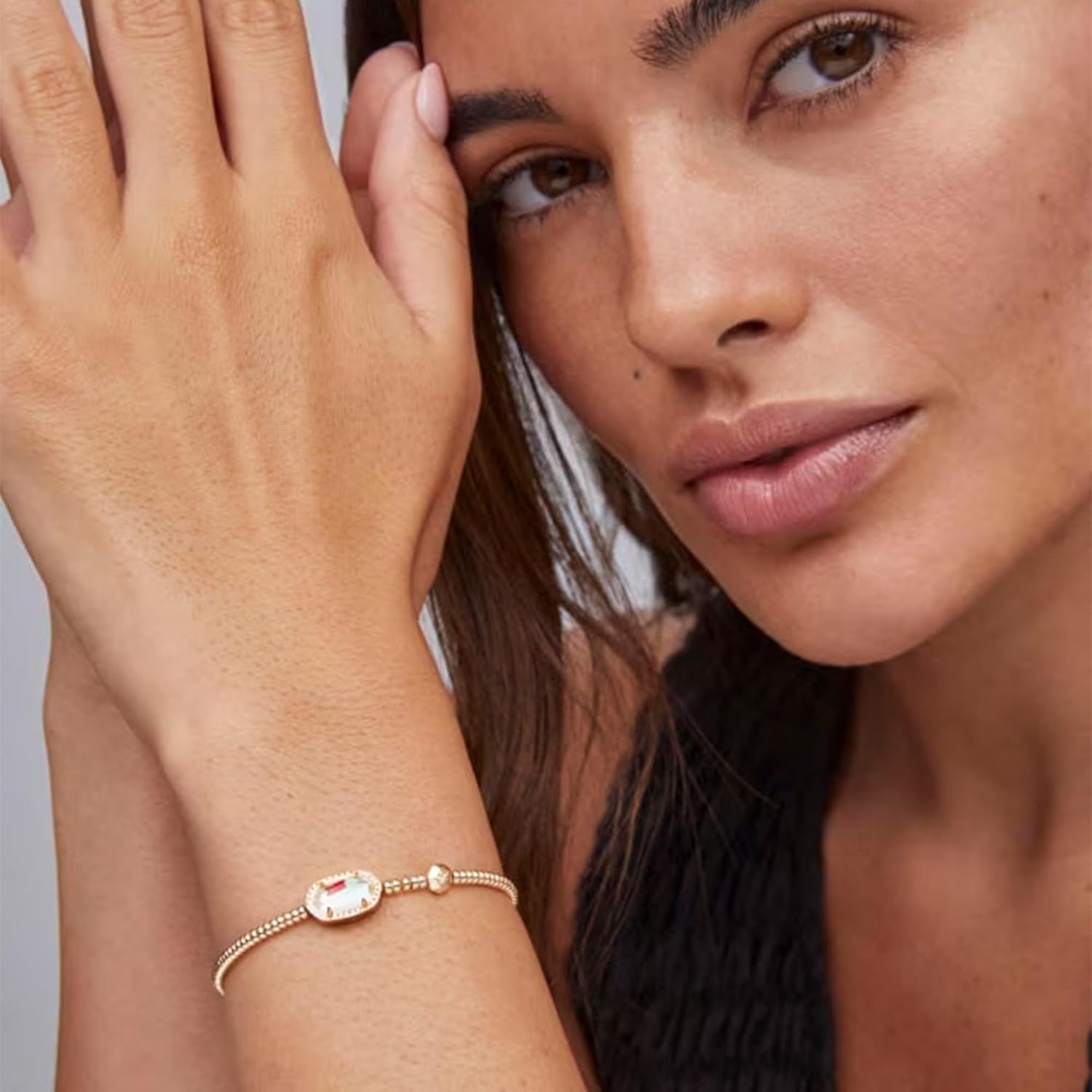 image:imageKendra Scott Grayson Crystal Stretch Bracelet Fashion Jewelry for WomenGOLD ROSE QUARTZ