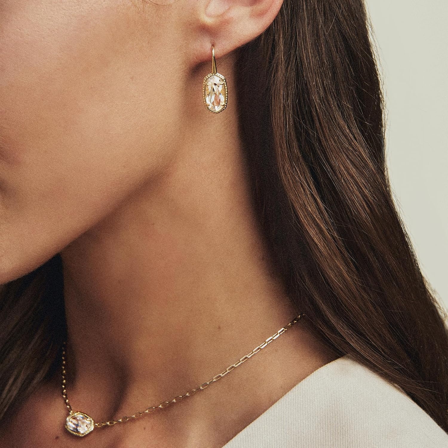 image:imageKendra Scott Lee Luxe Drop Earring Fashion Jewelry for WomenGOLDLIGHT BLUE CUBIC ZIRCONIA