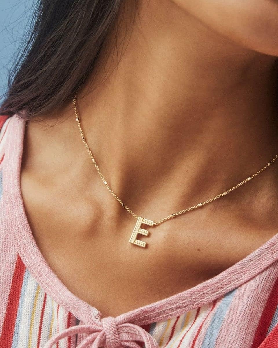 image:imageKendra Scott Letters AZ Pendant Necklace for Women Fashion Jewelry 14k GoldPlated BrassLetter E