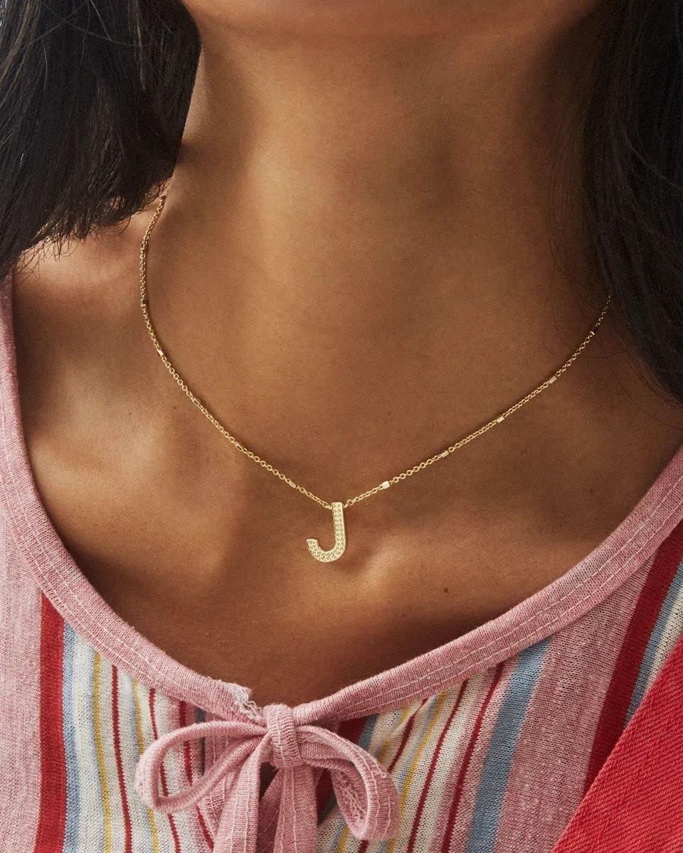 image:imageKendra Scott Letters AZ Pendant Necklace for Women Fashion Jewelry 14k GoldPlated BrassLetter J