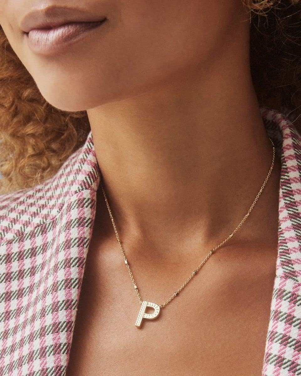 image:imageKendra Scott Letters AZ Pendant Necklace for Women Fashion Jewelry 14k GoldPlated BrassLetter P