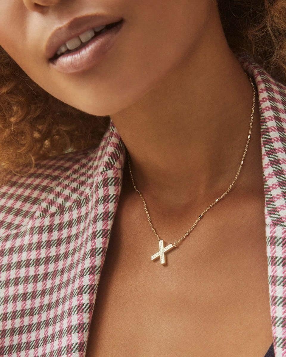 image:imageKendra Scott Letters AZ Pendant Necklace for Women Fashion Jewelry 14k GoldPlated BrassLetter X