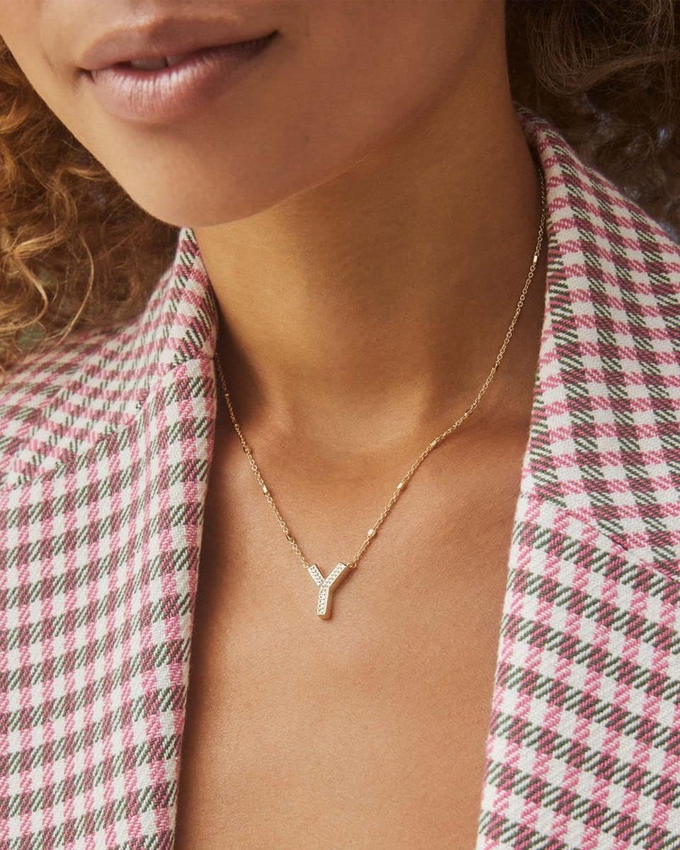 image:imageKendra Scott Letters AZ Pendant Necklace for Women Fashion Jewelry 14k GoldPlated BrassLetter Y