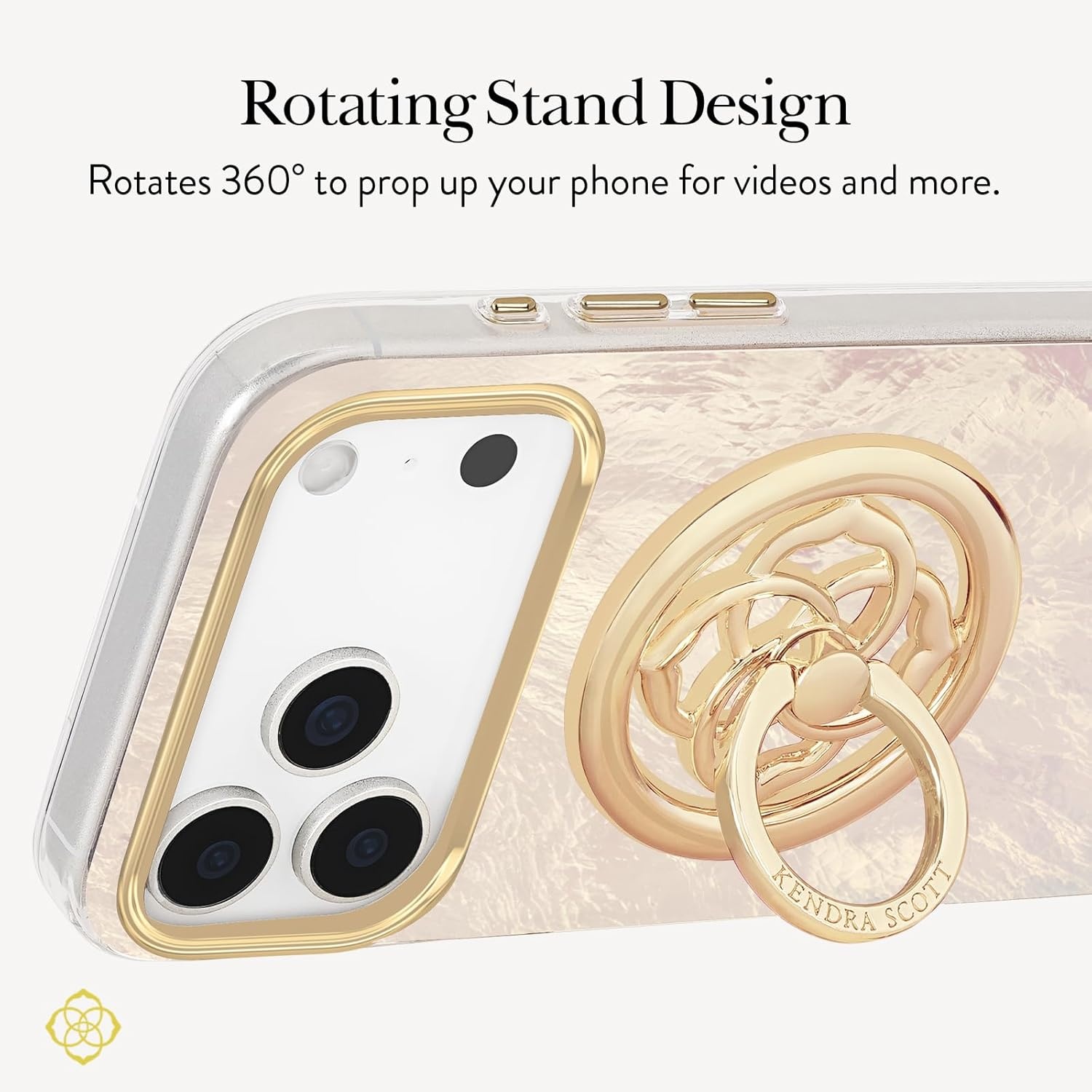 image:imageKendra Scott Magnetic Phone Ring Grip with Stand Removable and Collapsible Mother of Pearl MedallionGold Medallion