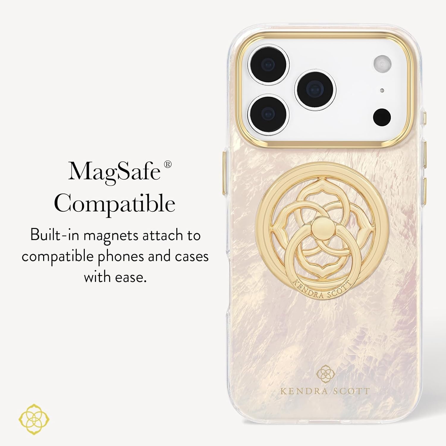 image:imageKendra Scott Magnetic Phone Ring Grip with Stand Removable and Collapsible Mother of Pearl MedallionGold Medallion