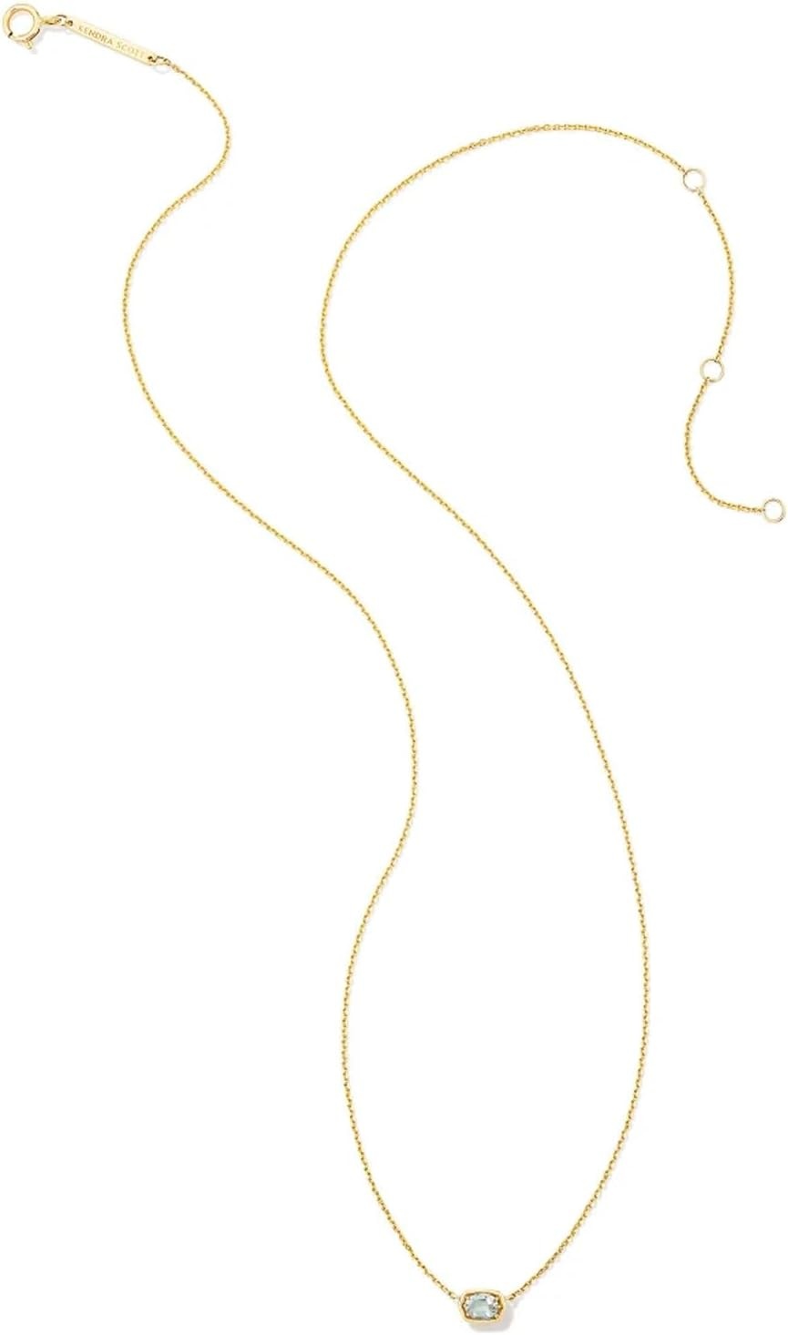 image:imageKendra Scott Marisa 18k Yellow Gold Oval Solitaire Pendant NecklaceAQUAMARINE