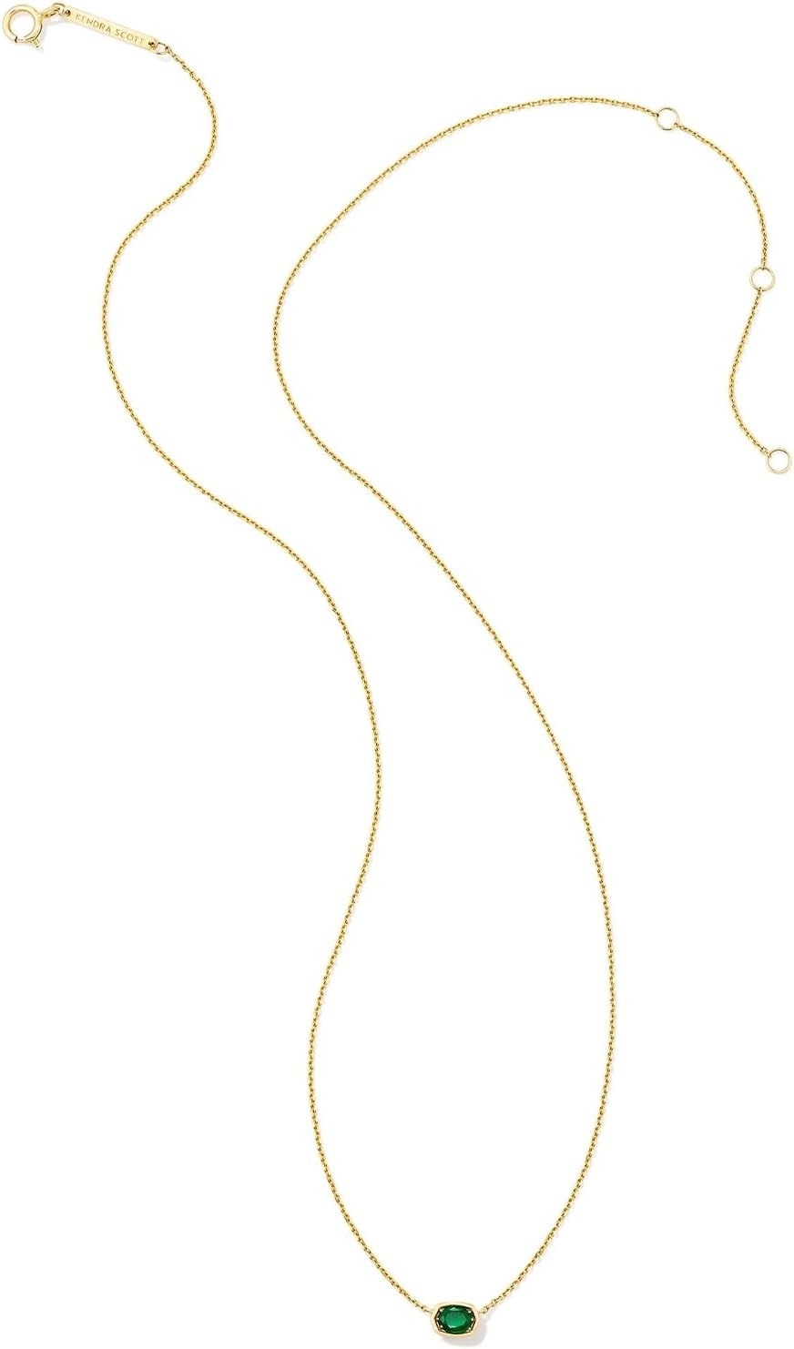 image:imageKendra Scott Marisa 18k Yellow Gold Oval Solitaire Pendant NecklaceEMERALD