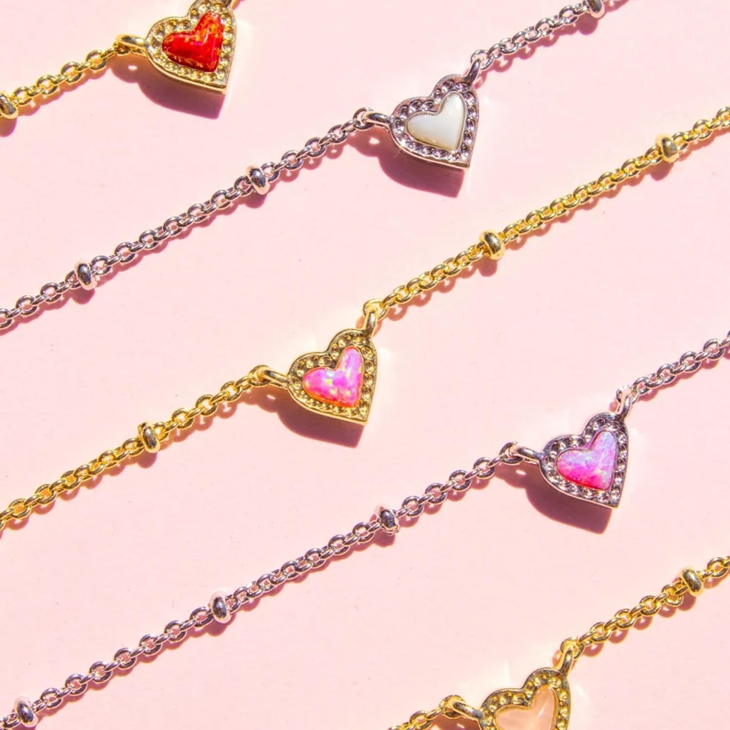 image:imageKendra Scott Mini Ari Heart Satellite Necklace Fashion Jewelry for WomenGOLD BUBBLEGUM PINK OPAL