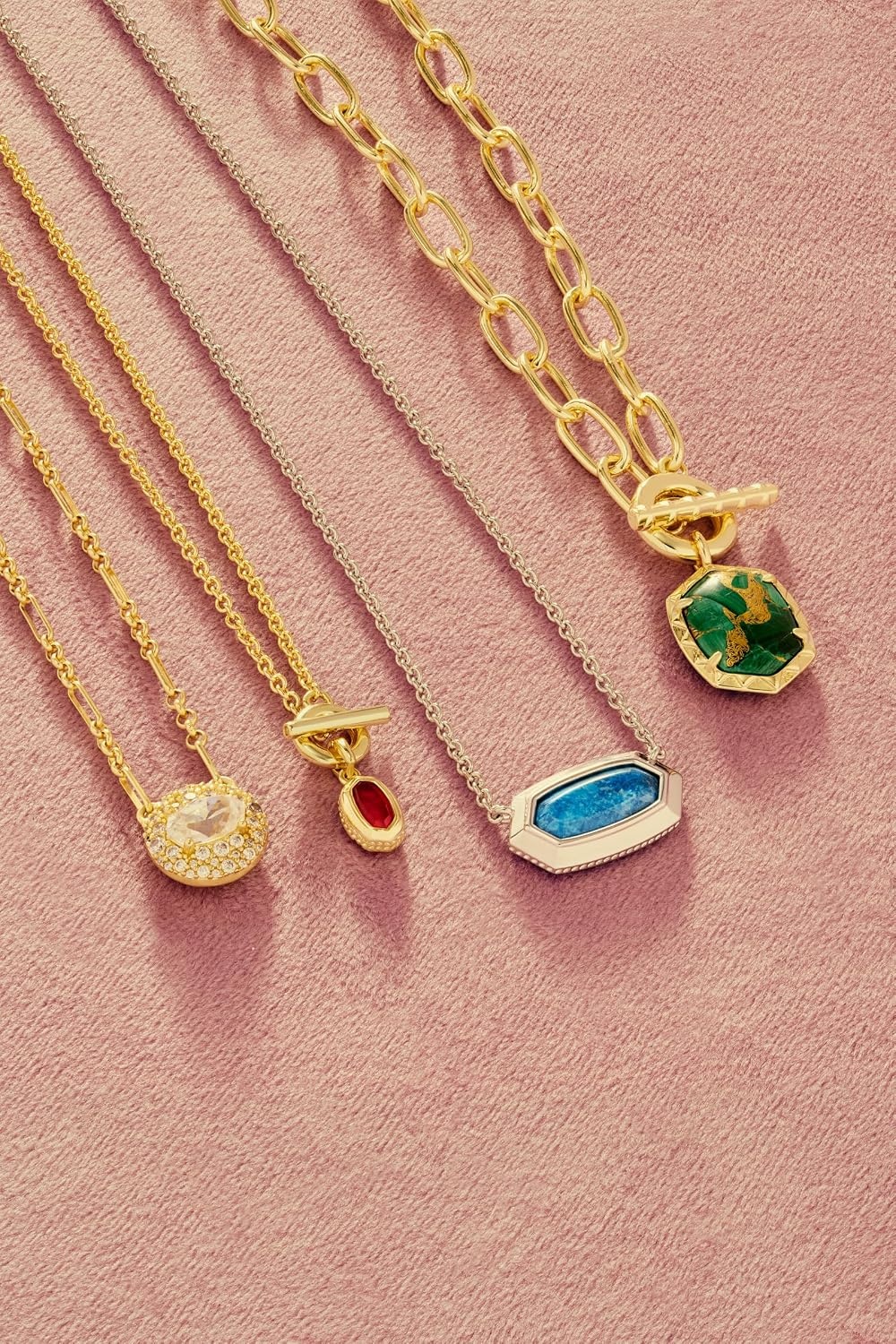 image:imageKendra Scott Mini Elisa Toggle Short Pendant Necklace Fashion Jewelry for WomenRHODIUM VARIEGATED INDIGO MAGNESITE