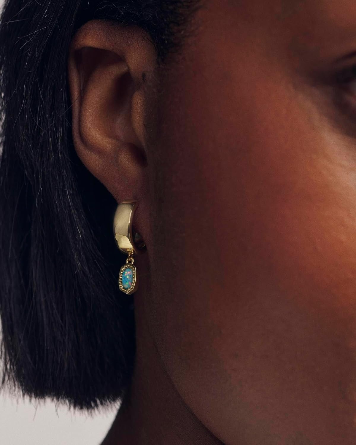 image:imageKendra Scott Mini Ellie Wide Huggie Fashion Jewelry for WomenGold Light Pink Lab Opal