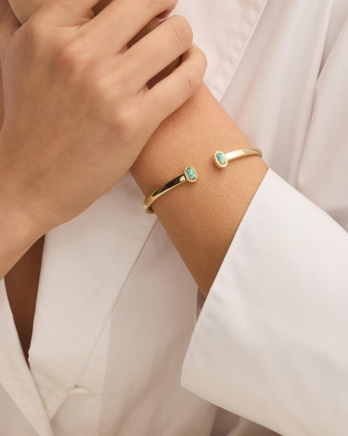 image:imageKendra Scott Mini Elton Cuff Bracelet Fashion Jewelry for WomenGold Blue Lab Grown Opal