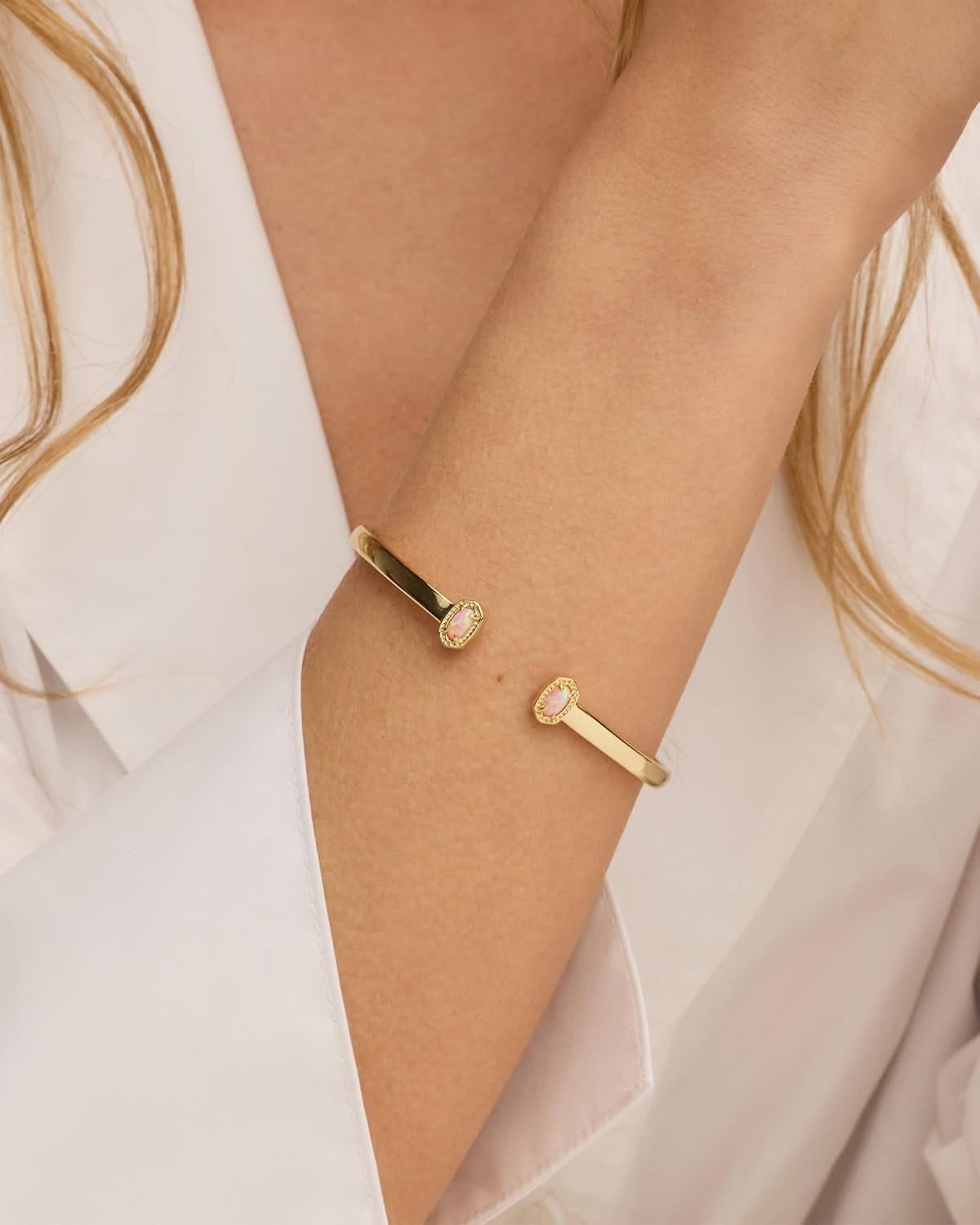 image:imageKendra Scott Mini Elton Cuff Bracelet Fashion Jewelry for WomenGold Light Pink Lab Opal