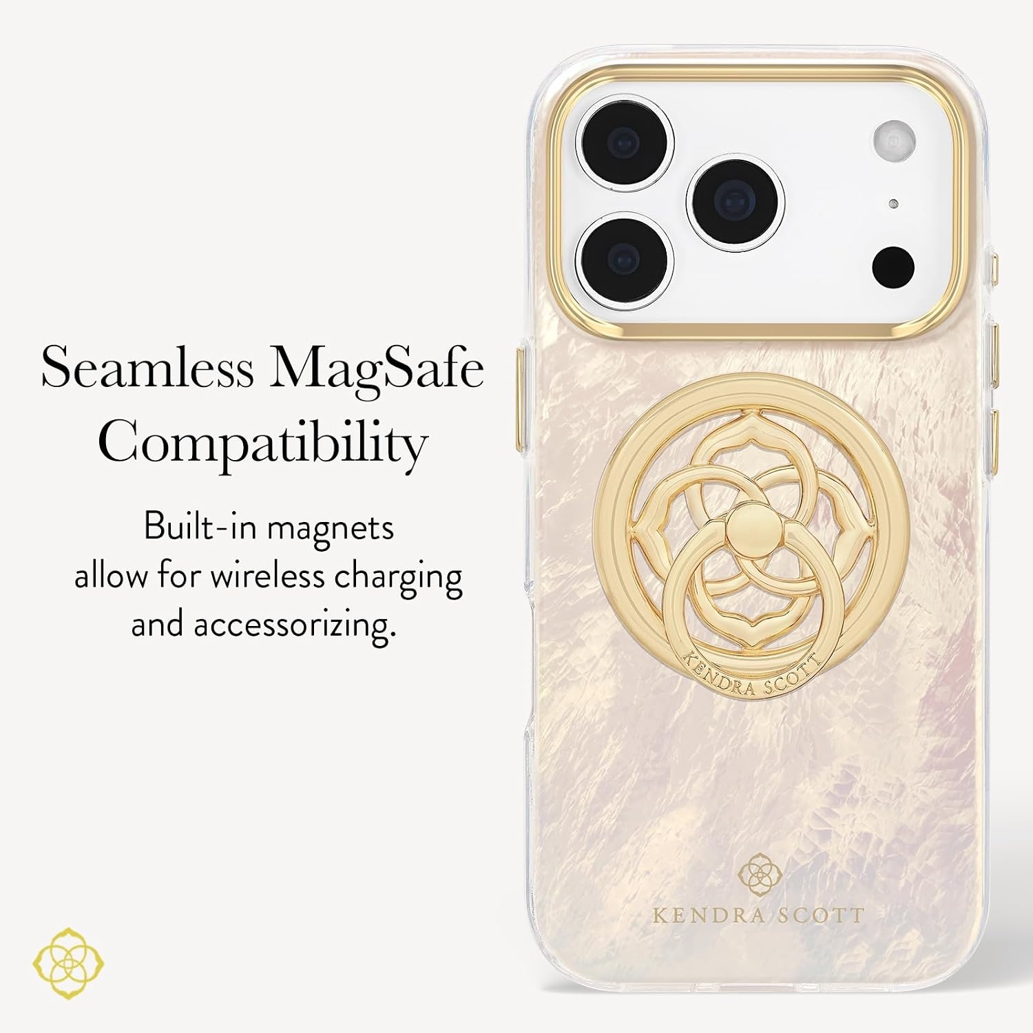 image:imageKendra Scott iPhone 17e16e151413 Case Compatible with MagSafe Designer Phone Case Raspberry PearlCream Pearl