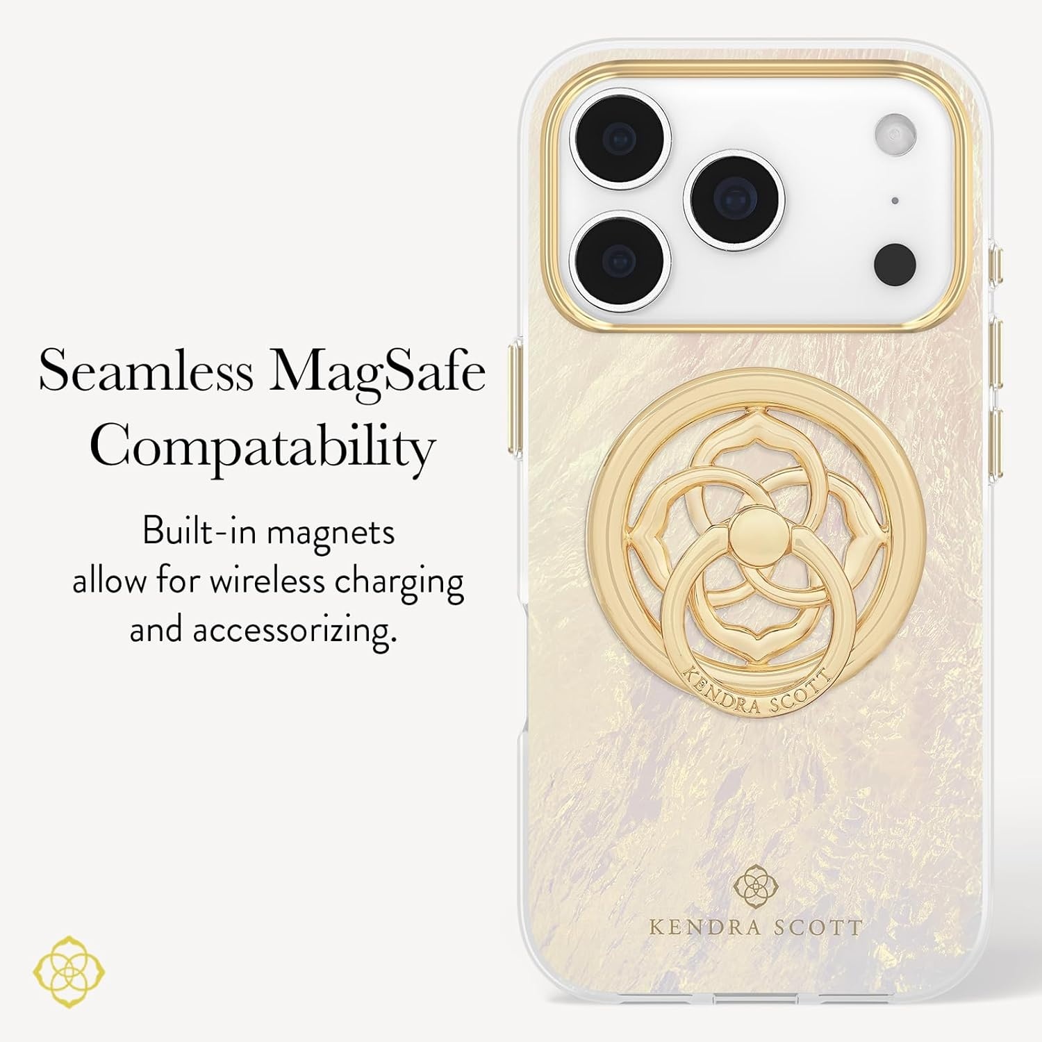 image:imageKendra Scott iPhone 17e16e151413 Case Compatible with MagSafe Designer Phone Case Raspberry PearlIvory Pearl