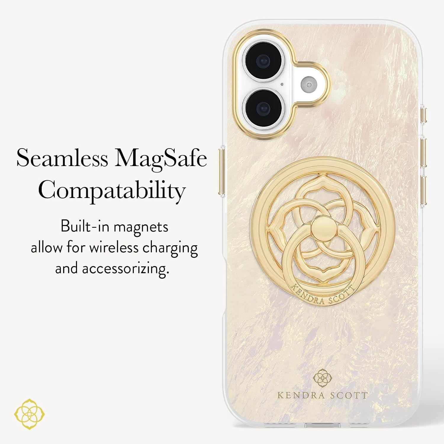 image:imageKendra Scott iPhone 17e16e151413 Case Compatible with MagSafe Designer Phone Case Raspberry PearlIvory Pearl