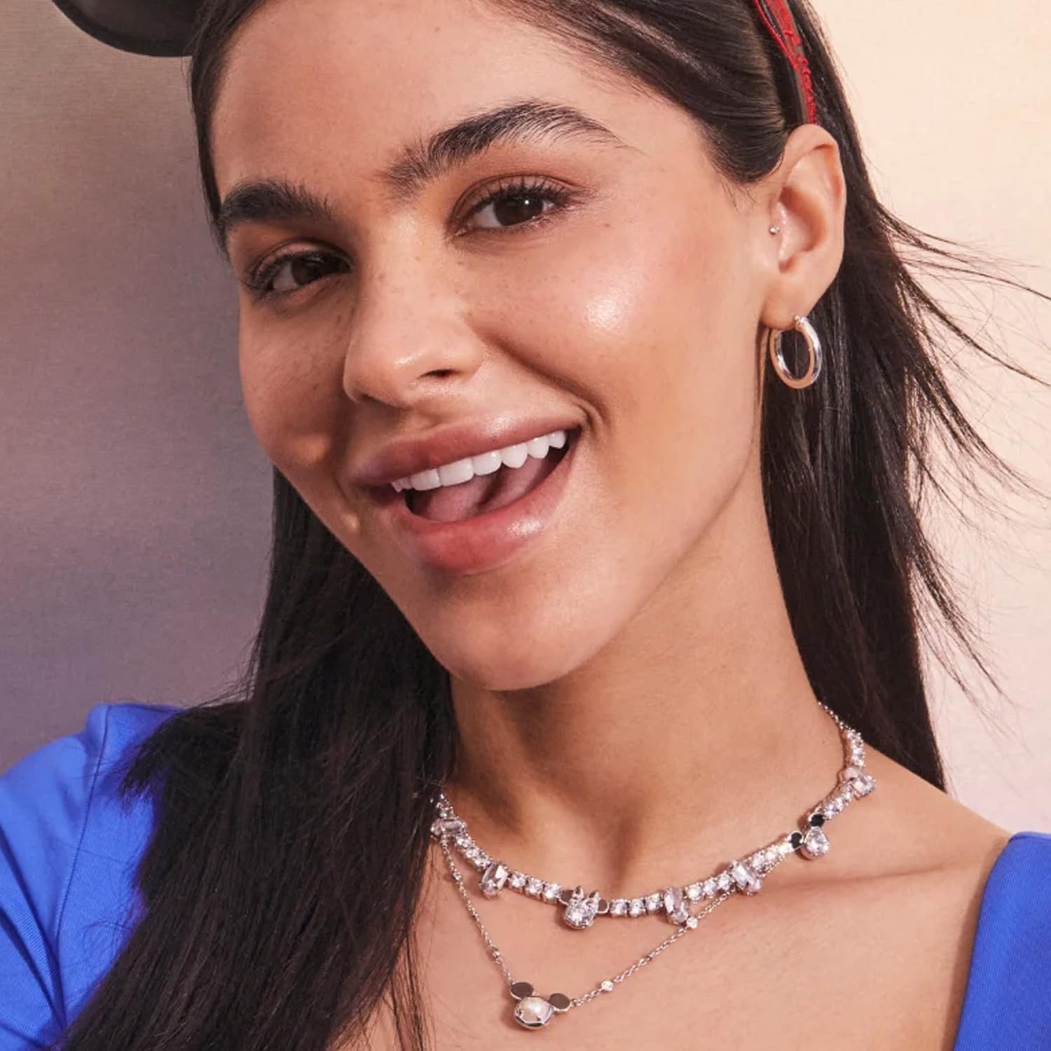 image:imageKendra Scott x Disney Mickey Mouse and Minnie Mouse Tennis Necklace Fashion Jewelry for WomenRHODIUM WHITE CRYSTAL
