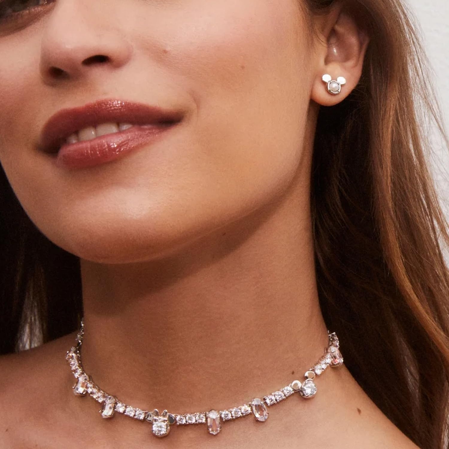 image:imageKendra Scott x Disney Mickey Mouse and Minnie Mouse Tennis Necklace Fashion Jewelry for WomenRHODIUM WHITE CRYSTAL