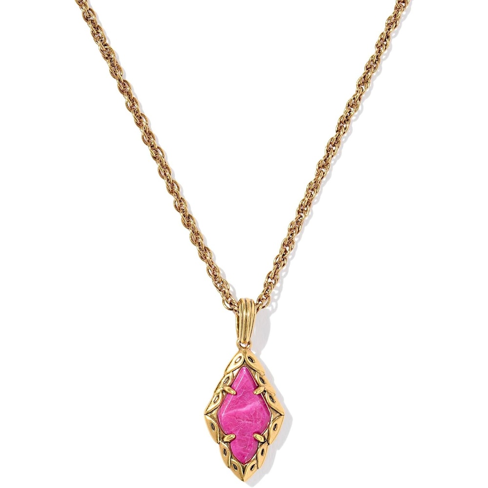 image:imageKendra Scott Adeline Short Pendant Necklace Fashion Jewelry for WomenDARK FUCHSIA VARIEGATED MAGNESITE