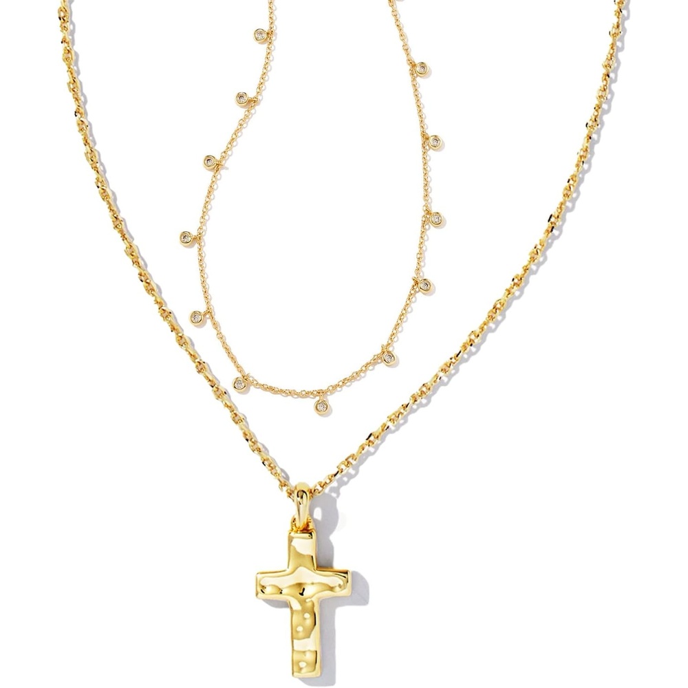 image:imageKendra Scott Amelia Cross Necklace Gift Set 14k Gold Plated Brass Crystal Fashion Jewelry for Women