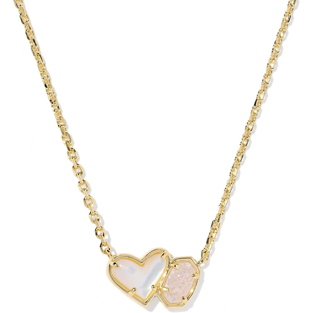 image:imageKendra Scott Ari Heart Emilie Pendant Necklace Fashion Jewelry for WomenGOLD IVORY MOPIRIDESCENT DRUSY